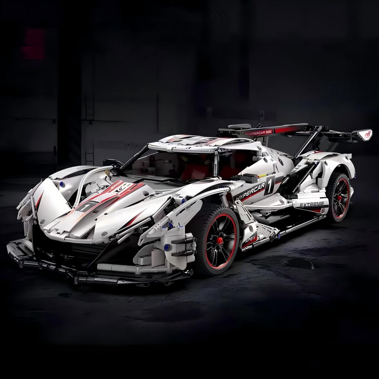 lego-MOC White V12 Hypercar Building Kit – Technic Supercar Model 1:8 Race Car-collectors-uk