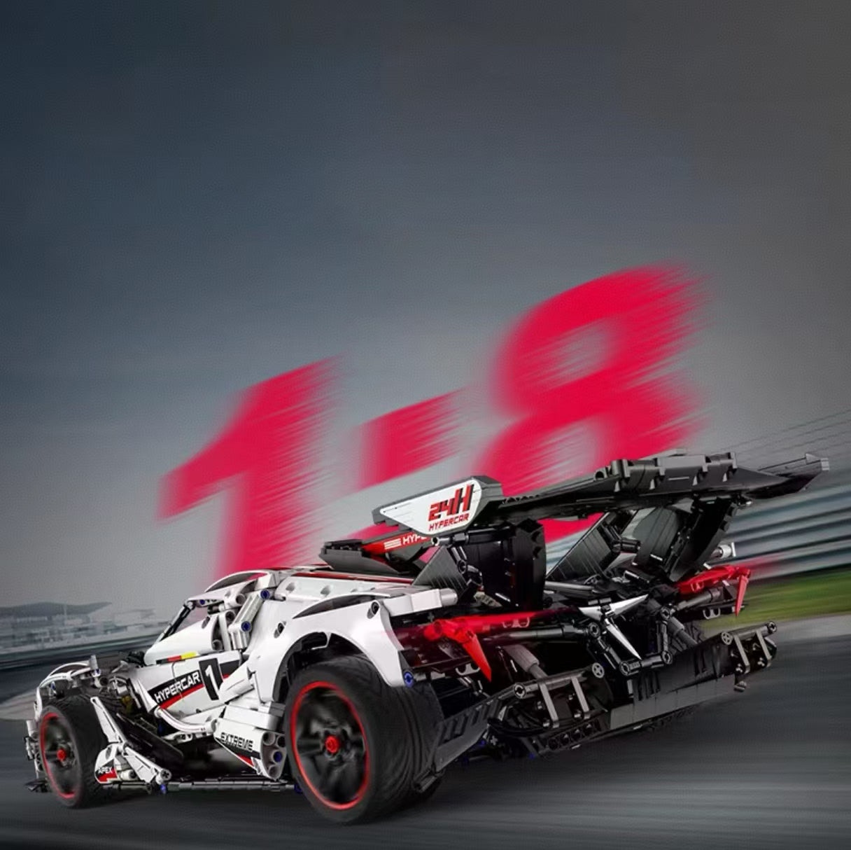 lego-MOC White V12 Hypercar Building Kit – Technic Supercar Model 1:8 Race Car-collectors-uk