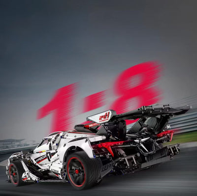 lego-MOC White V12 Hypercar Building Kit – Technic Supercar Model 1:8 Race Car-collectors-uk