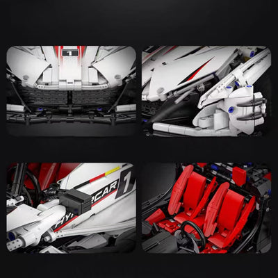 lego-MOC White V12 Hypercar Building Kit – Technic Supercar Model 1:8 Race Car-collectors-uk
