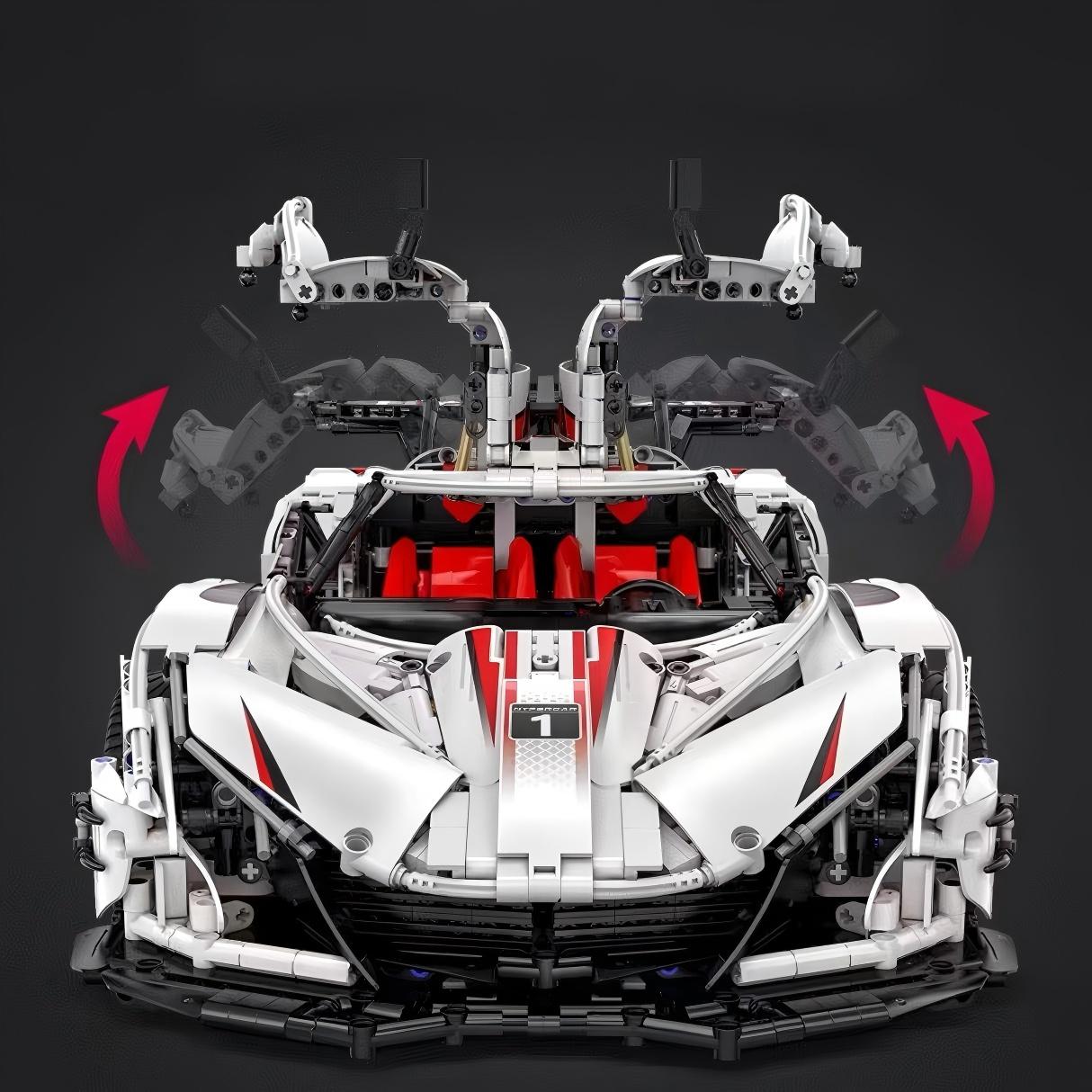 lego-MOC White V12 Hypercar Building Kit – Technic Supercar Model 1:8 Race Car-collectors-uk