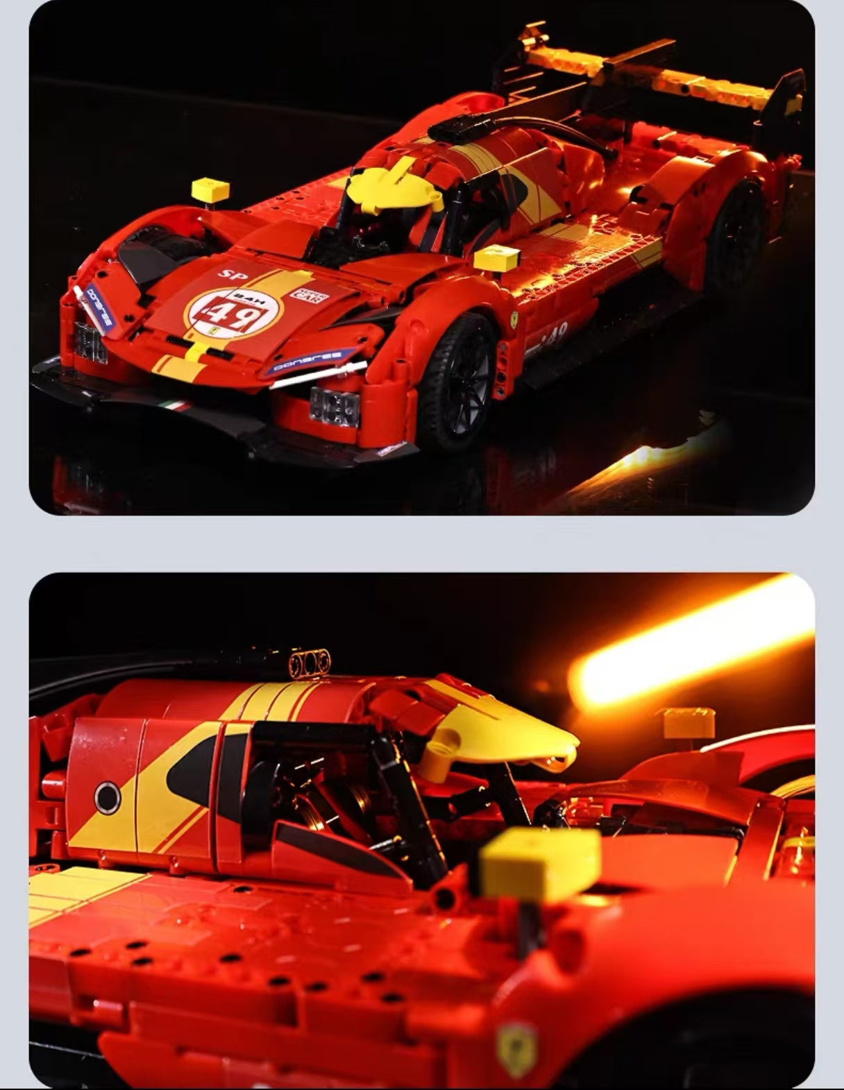 lego-MOC Le Mans 499P Hypercar Building Blocks Set – Red Endurance Race Car Model Kit-collectors-uk