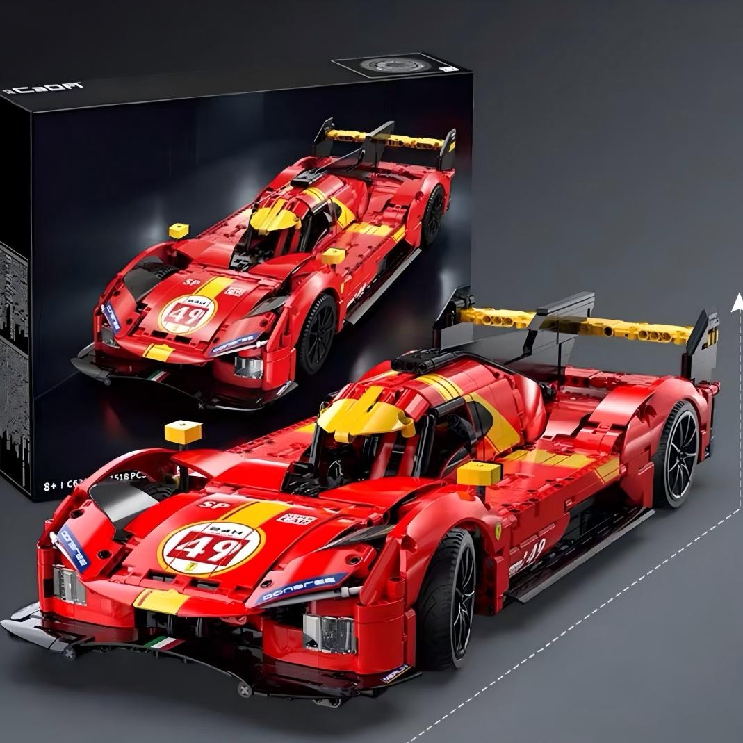 MOC Le Mans 499P Hypercar Building Blocks Set – Red Endurance Race Car Model Kit - brickzonehub